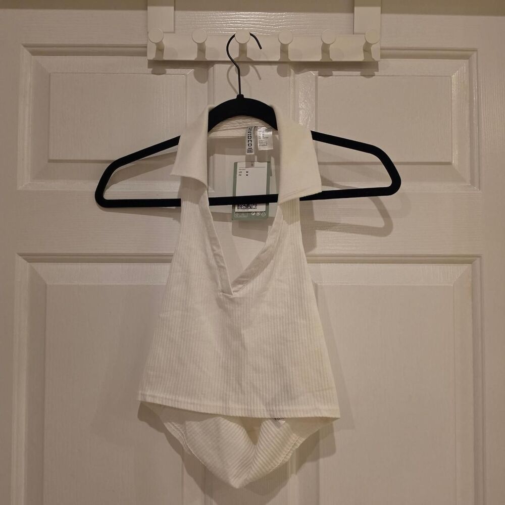 H&M Women's White Collared Halter Top